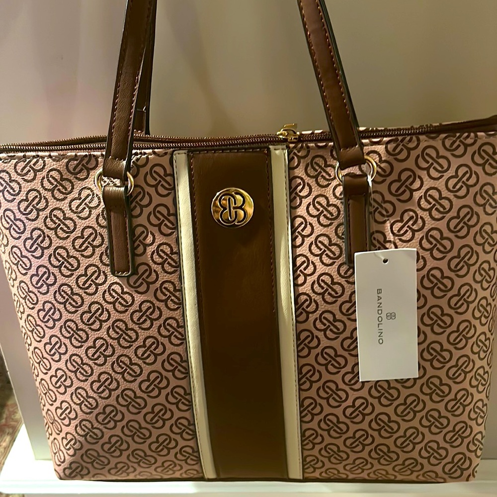 Bandolino brown, tan, and white Nylon Shoulder Purse